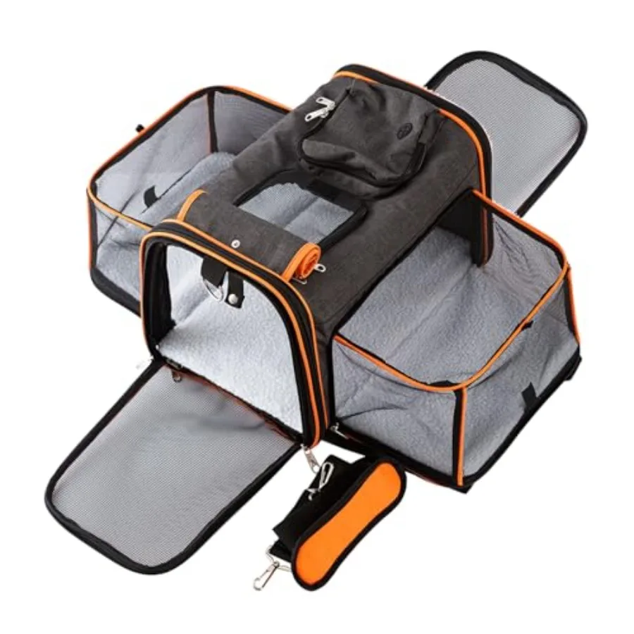 

TSA Airline Approved Expandable Pet Carrier 17"x11"x11" 5-Side Entry Soft-Sided Collapsible Cat Dog Carrier up to 15 lbs with A