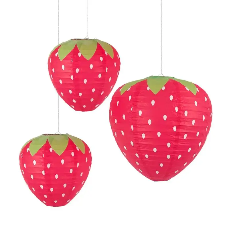 Strawberry Shaped Paper Lanterns Party Decor For Birthday Wedding Baby Shower Home Decorative Hanging Paper Strawberry Ball Lamp