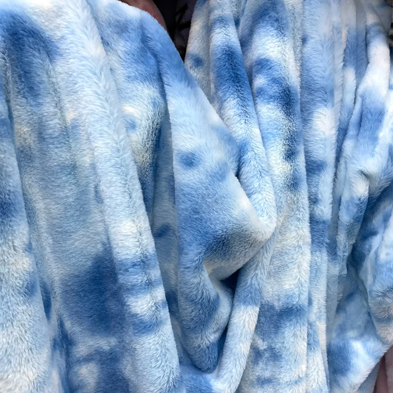 

1cm Imitation Rabbit Fur Tie-Dye Plush Fabric Handmade DIY Sewing Clothing Scarf Gradient Color Printing Fabric 45x160cm