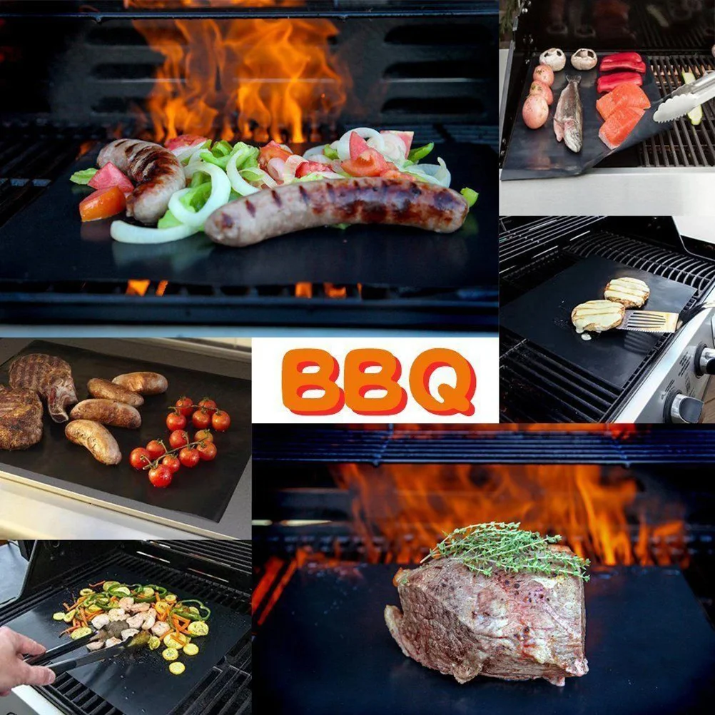 

Bbq Grill Mat Black Non-Stick Heat Resistant Reusable Glass Fiber Oven Grill Sheet Bbq Baking Pad Oven Liners Baking Pad Mat