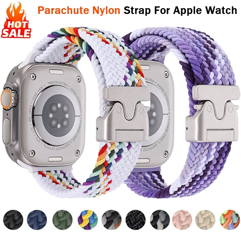 Nylon braided band For Apple Watch Ultra 3/2 49mm S11-10 46mm 42mm bracelet belt iWatch 9 8 7 6 5 SE3 45mm 41mm 44mm 40mm strap