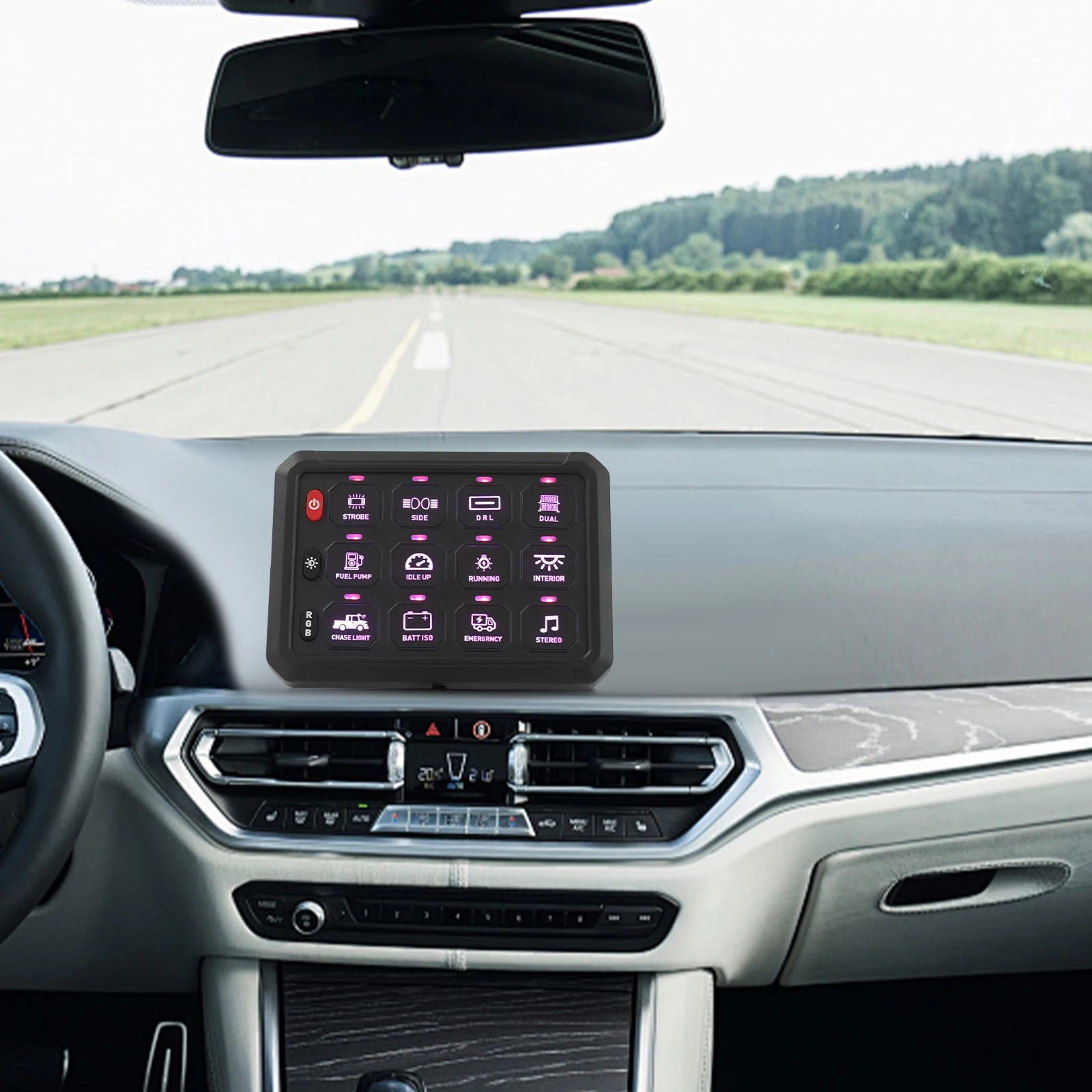 

12 Gang Switch Panel RGB Switch Panel Assembly With App Control 5 Levels Brightness For 12V-24V Cars, RVs ,Trucks