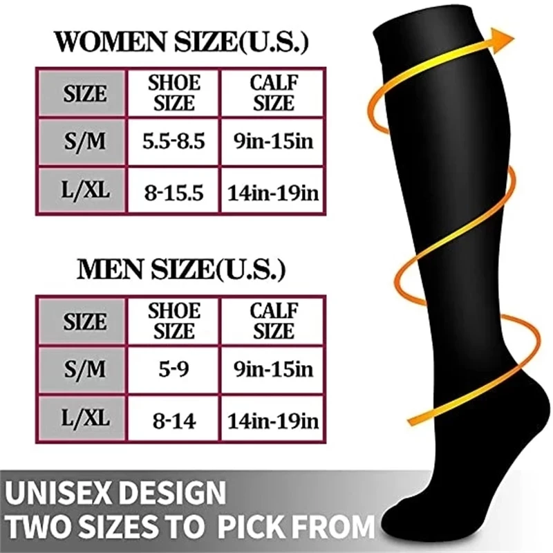 Compression Socks For Men Women Solid Color Medical Varicose Vein Tight Socks Relieve Leg Pain Natural Hiking Running Basketball