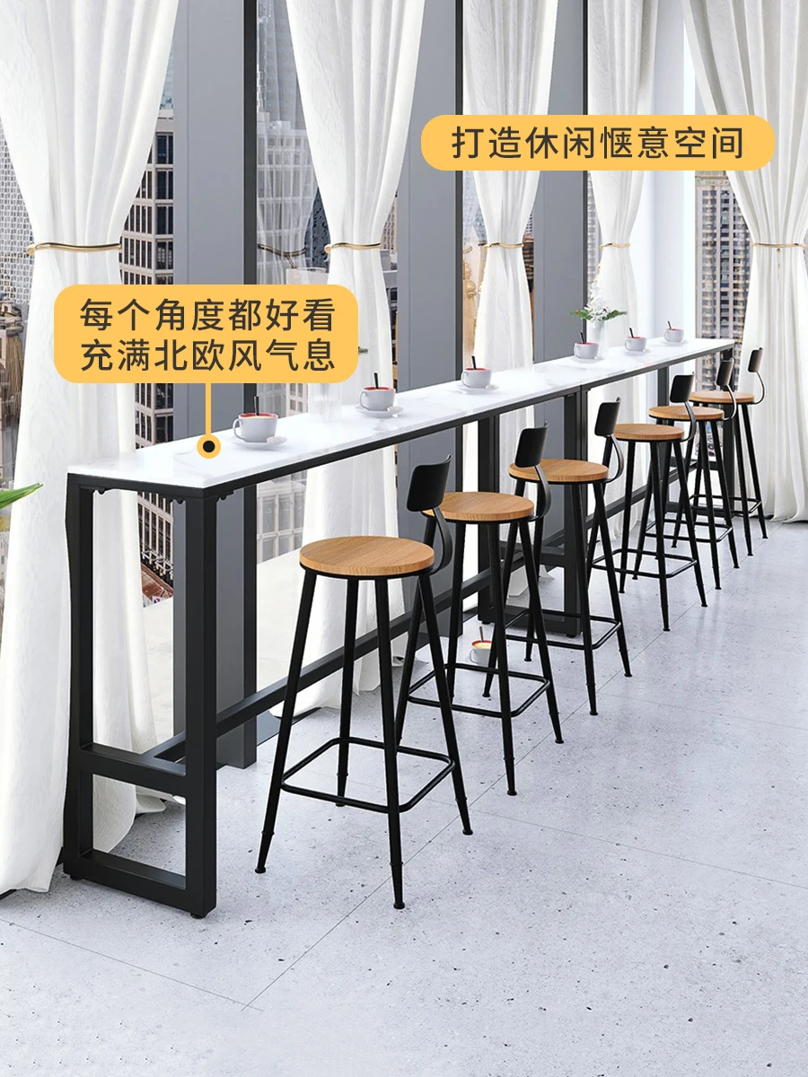 Nordic balcony rock slab bar table and chair combination commercial bar against the wall long strip high table custom narrow tab