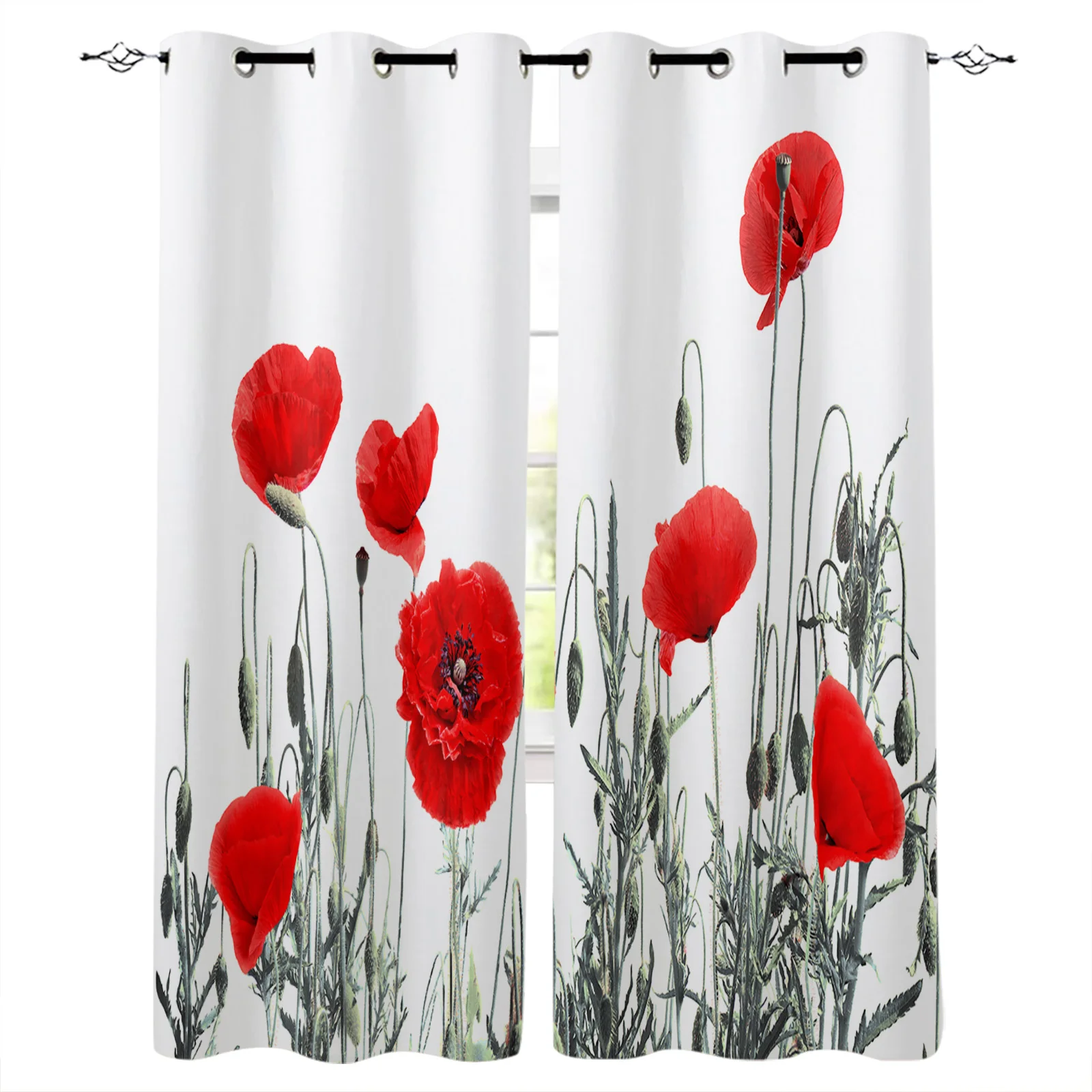 

Poppy Field Flowers Blackout Curtains Window Curtains For Bedroom Living Room Decor Window Treatments