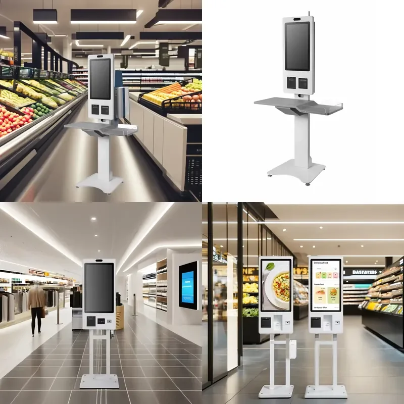For Supermarket Self Checkout Kiosk 21.5 24 27 32 Inch Capacitive Touchscreen Payment Self Service Terminal with SDK and