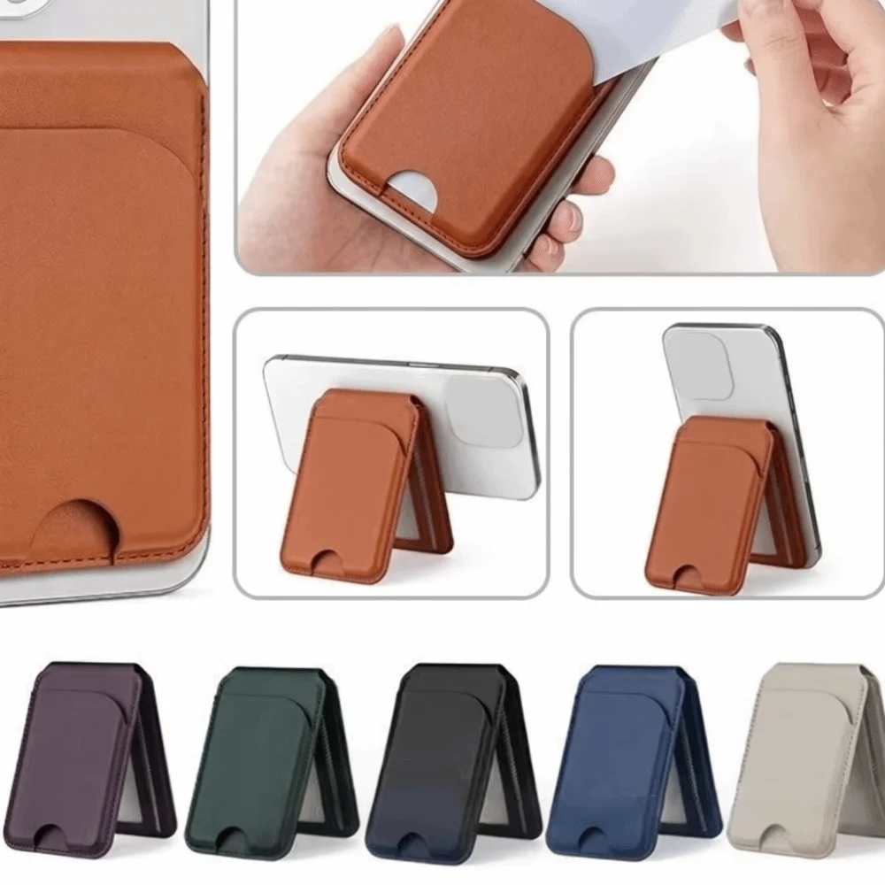 Adjustable Stand Magnetic Wallet Phone Holder PU Leather RFID Blocking Card Holder Phone Holder Anti-Demagnet Foldable