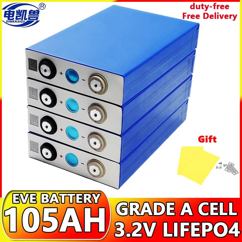 Imagem -03 - Battery 3.2v 280k 304k 105ah Pilha Recarregável Categoria a 12v 24v 48v Bloco da Bateria de Lítio Entrega Gratuita Nenhum Imposto Eve-lifepo4