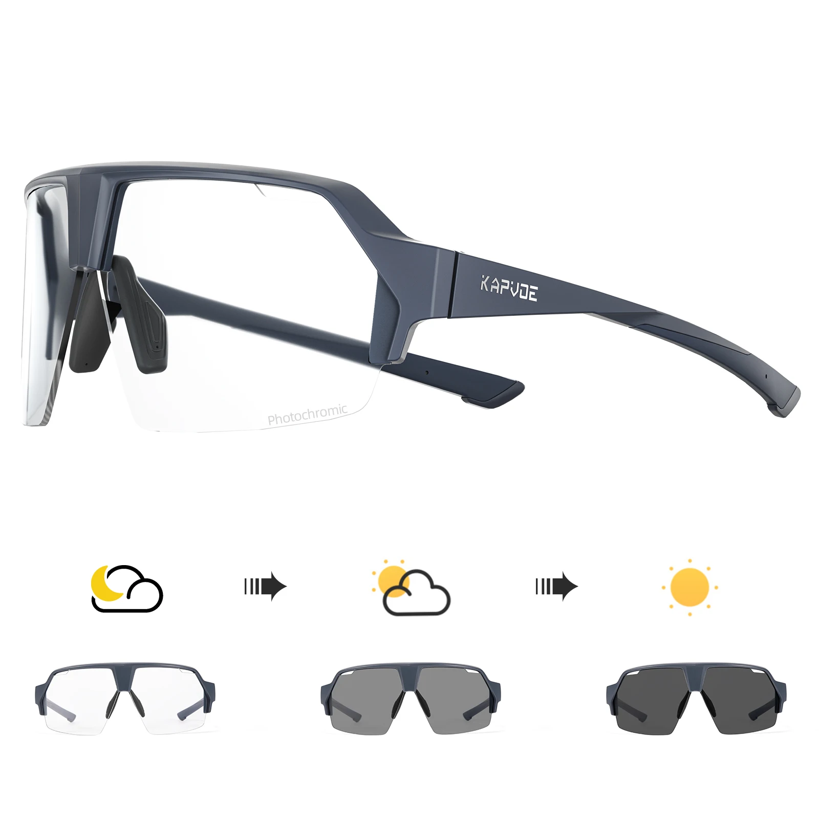 

KAPVOE Photochromic Cycling Sunglasses Outdoor Polarized Glasses Men Road Bike MTB Sports Bicycle Driving Hiking UV400 Goggles
