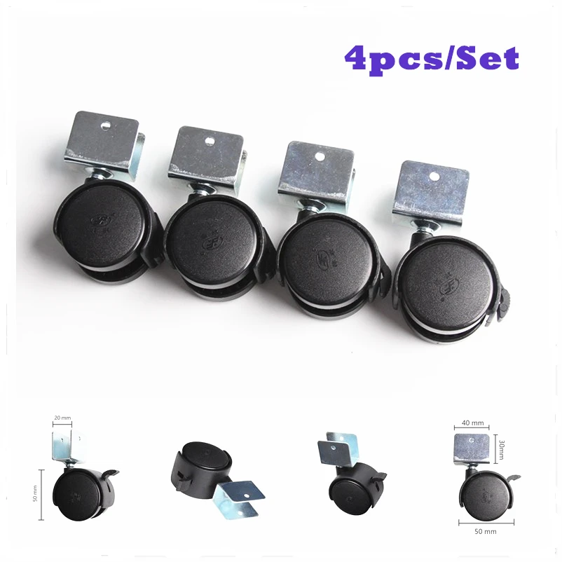 

4pcs Replacement Swivel Casters Wheels Office Chair Baby Crib Sofa Furniture Casters Black 50mm Rolling Roller Wheels Caster Kit