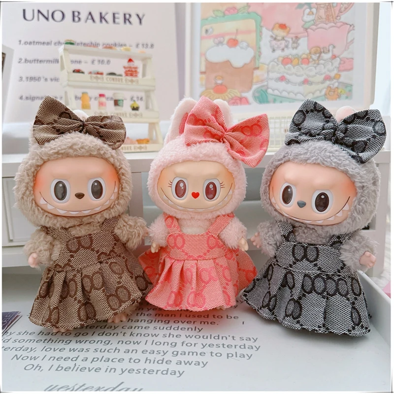 

Adorable 17cm Labubu Mini Doll Clothes Set Four-leaf Flowers Hat Overalls Loafer Shoes for Doll Party Accessories