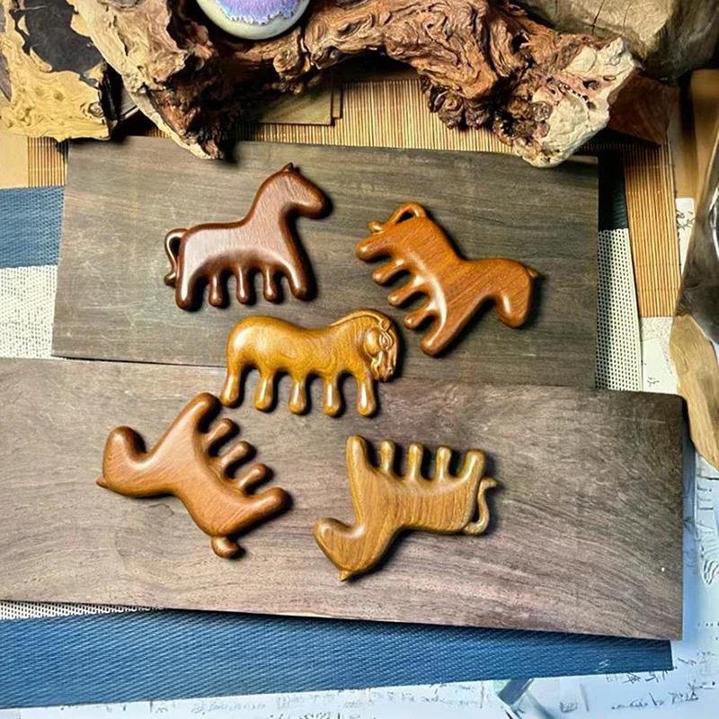 

Year Of The Horse Wood Therapy Massage Comb Head Face Scalp Gua Sha Massager Wide Tooth Body Massage Chinese New Year Gift