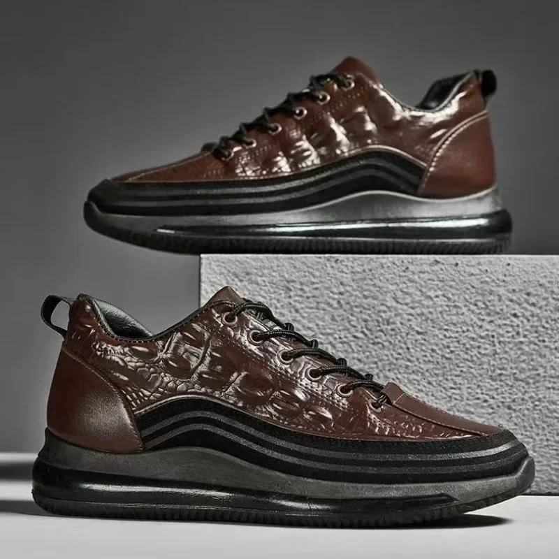

Men's Sneakers Fashion Casual Sneakers Designer Brand Crocodile Vulcanize Shoes for Men Breathable Lace-up Leather Casual Shoes