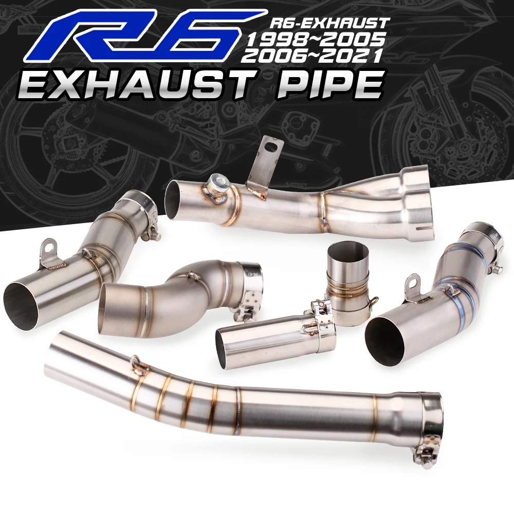 For YAMAHA YZF R6 Motorcycle Exhaust System Modified Stainless Titanium Escape Slip On Mid Pipe 51MM 60MM Original Interface Kit