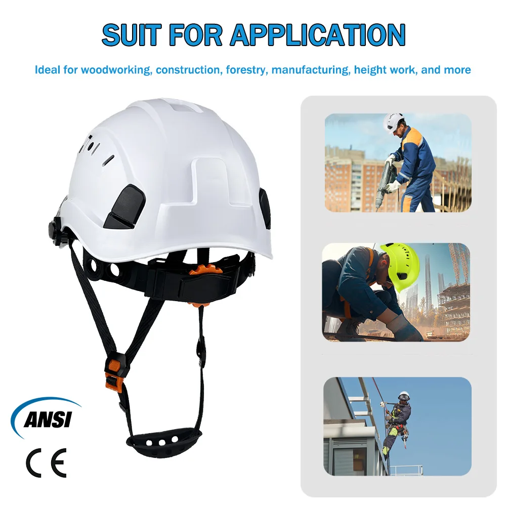 CE Construction Safety Helmet with Goggles ABS Hard Hat Adjustable Ventilation Hardhats for Industrial Work Head Protection ANSI