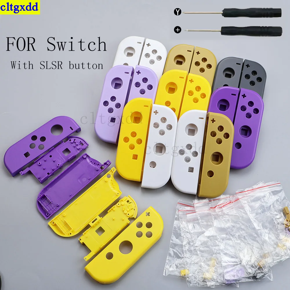 Cltgxdd 1 Set for Switch Joycon Controller, Front and Back with Middle Frame Shell, with SLSR Button Plastic Protective Cover