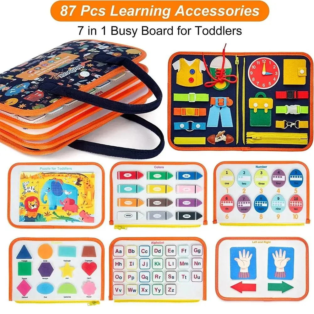 Creativo carino feltro occupato bordo abilità di vita fai da te 3D libro di attività silenziosa con manico libro di stoffa portatile per bambini apprendimento in età prescolare