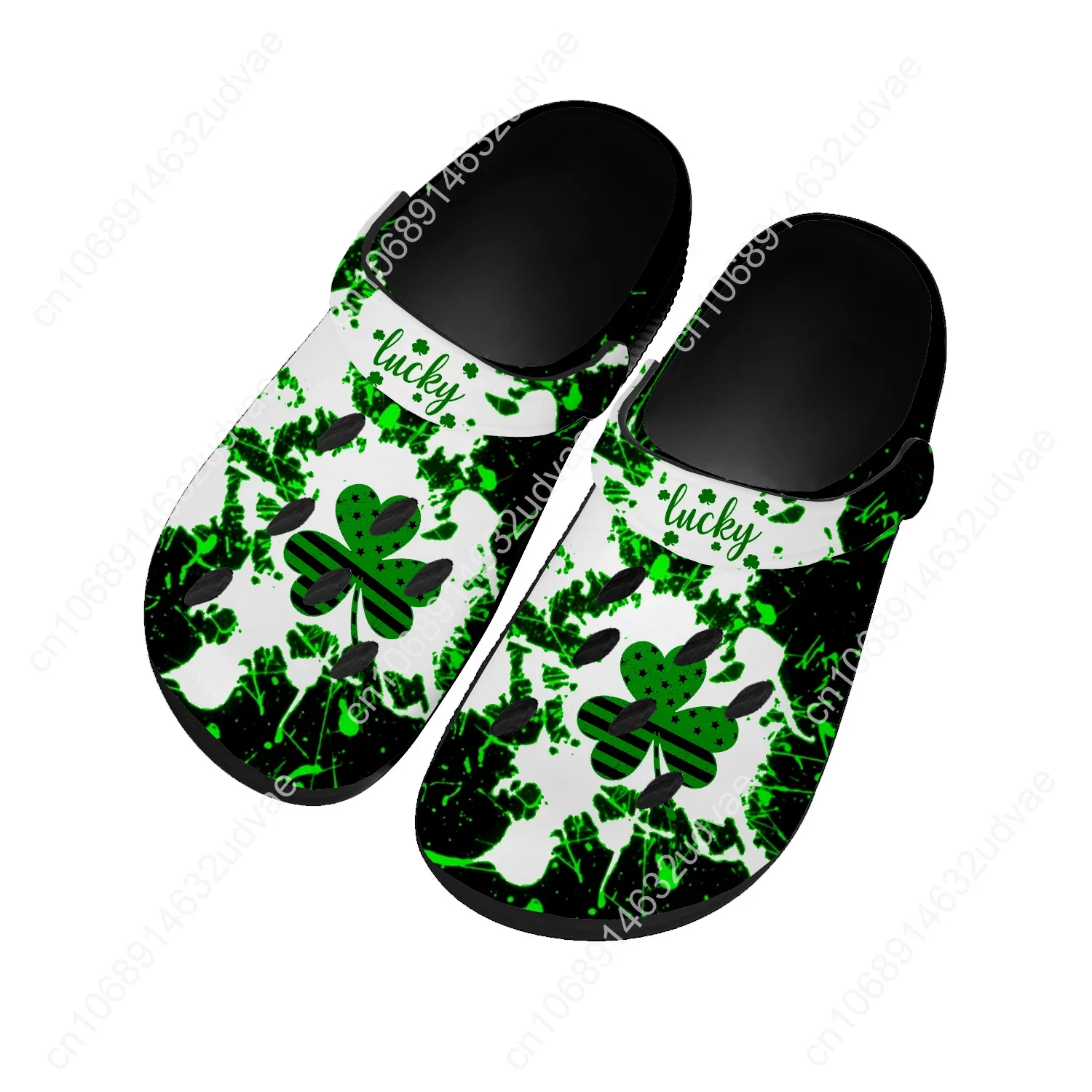 Lucky Shamrock St Patricks Day Water Shoes Mens Womens Fashion Home Garden Clogs Customizd Sandals Beach Breathable Hole Slipper