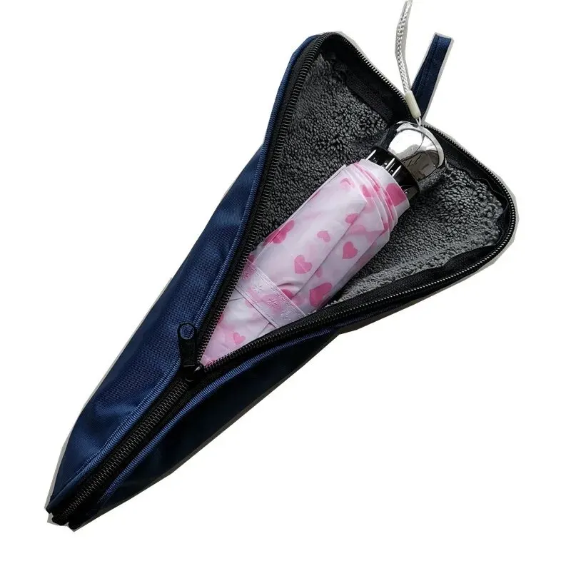 Navy Umbrella Cover Portable Folding Umbrella Storage Bag Zipper Closure with Hanging Rope for Strong Water Absorption