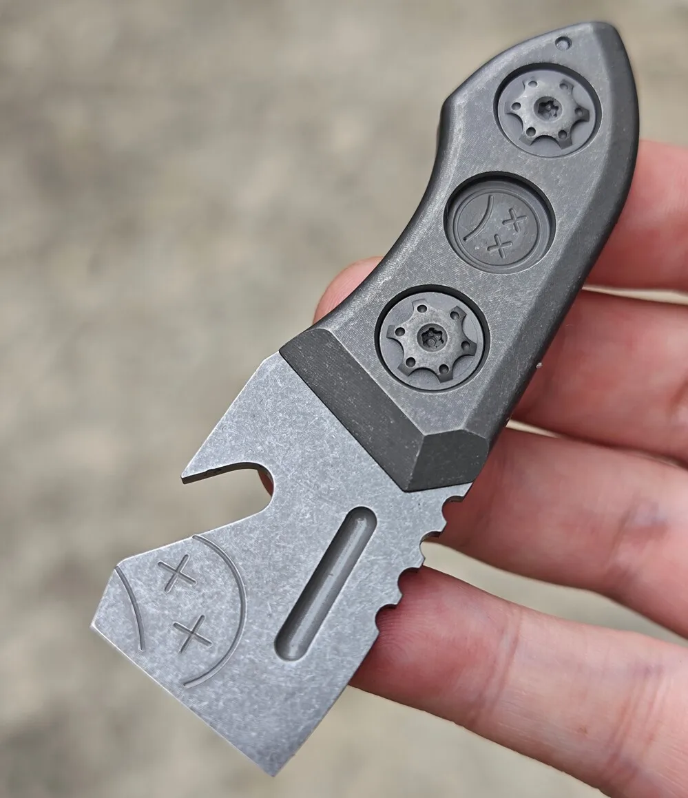 EDC DC53 Titanium Alloy Crowbar with Carbon Fiber Sheath Bottle Opener Outdoor Camping Multifunction Tools