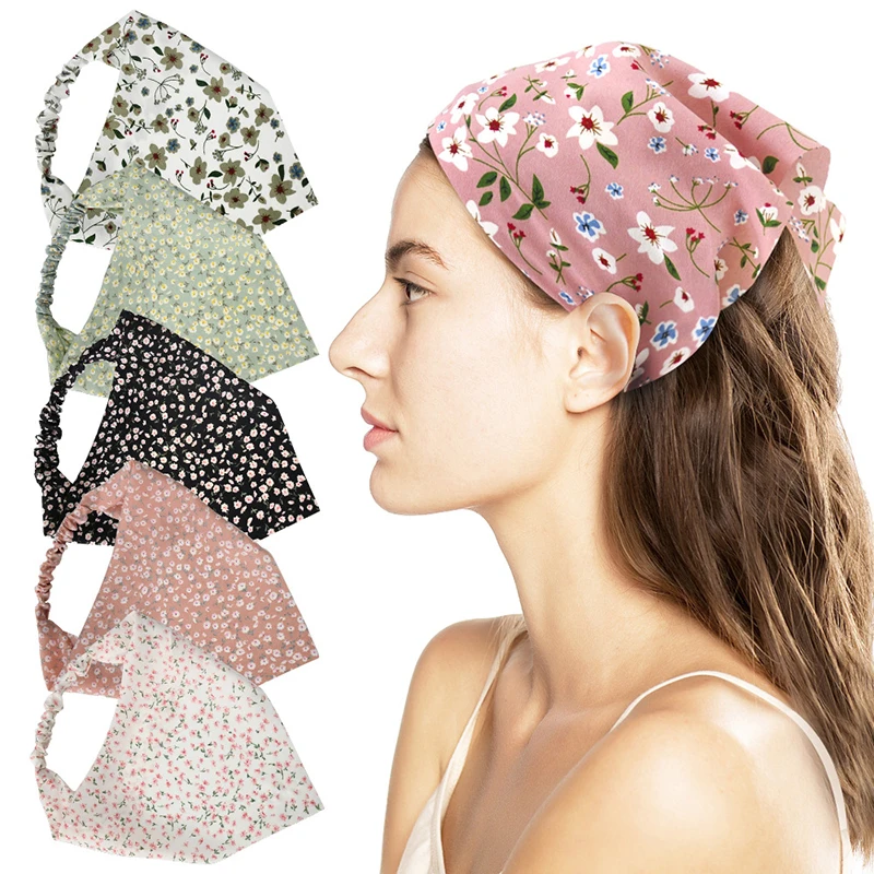 Women Soft Head Kerchief Scarf Floral Hair Bandana Triangle Head Scarves Headband Hair Scarves