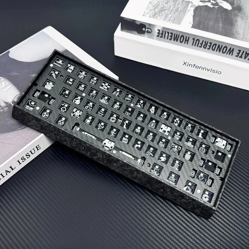 Wooting 60HE Modification Team Positioning Plate Twill Carbon Fiber Customization Mechanical Keyboard Accessories Compatible