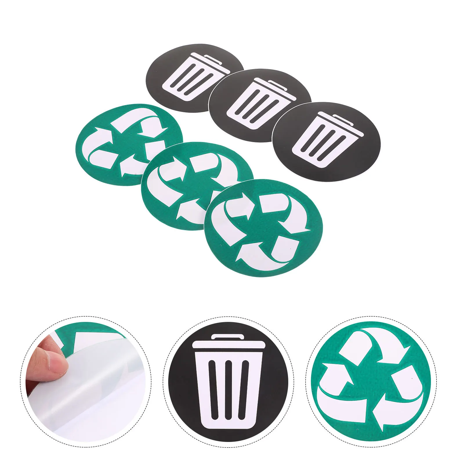 6pcs Garbage Sorting Stickers Adhesive Recycling Waste Decals Classification PVC Reusable Trash Can Labels Home Office Garden