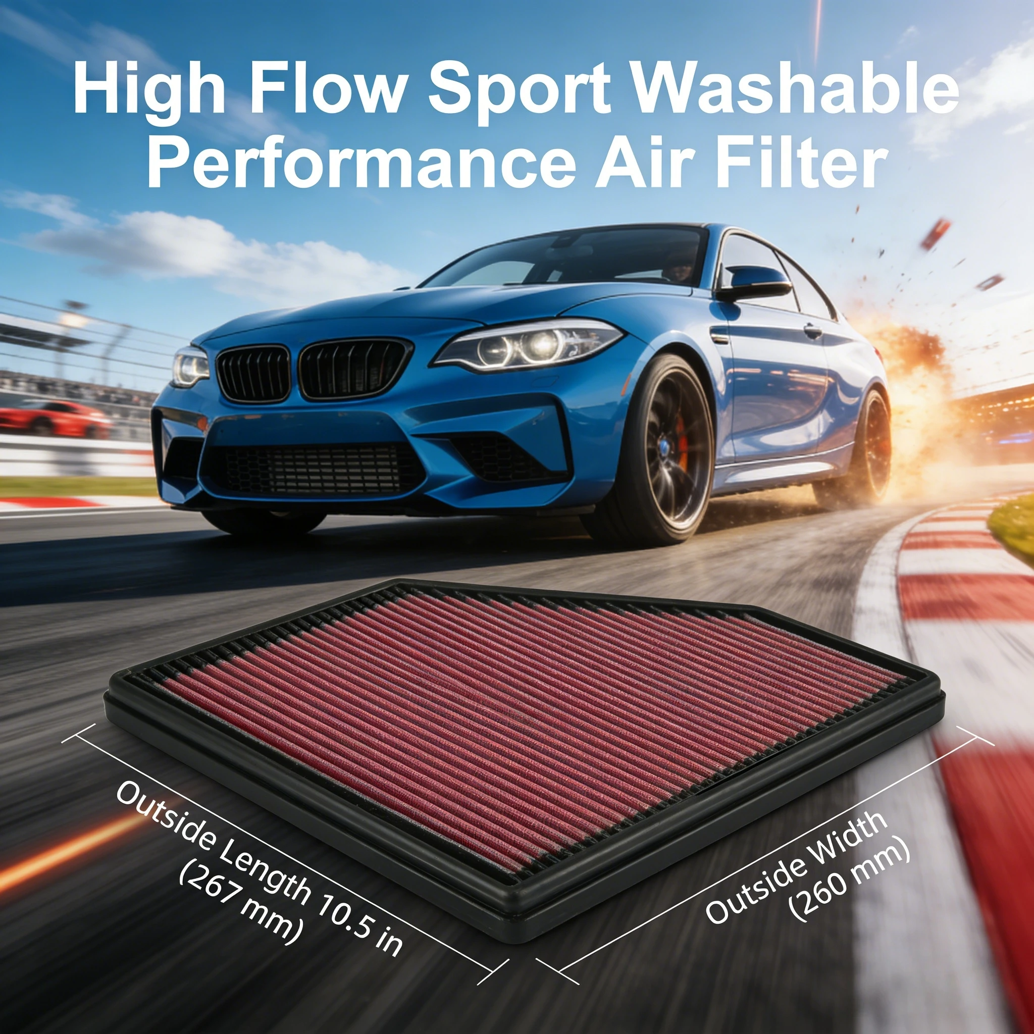 

For BMW F32 F33 F36 420i 425i 430i 440i B48 B58 High Flow Sport Washable Performance Panel Air Filter Intake System Replacement