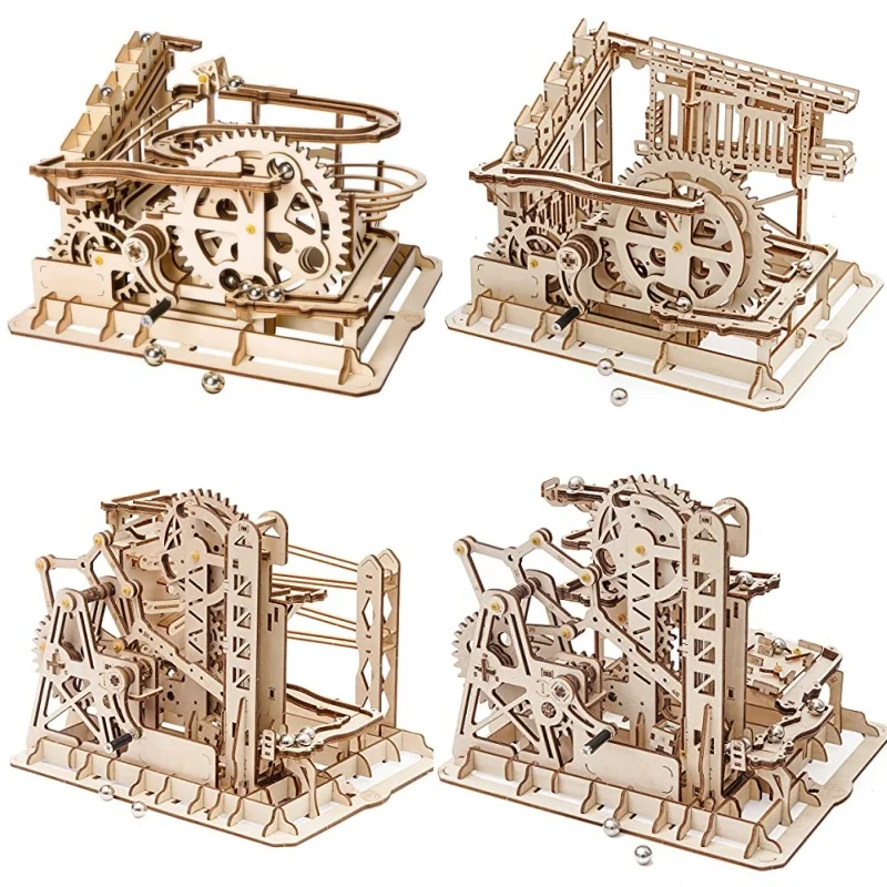 

Robotime Rokr Marble Run Set 3D Wooden Puzzles Mechanical Model Kit Coaster Watermill Marble Channel Marble Fortress For Adult