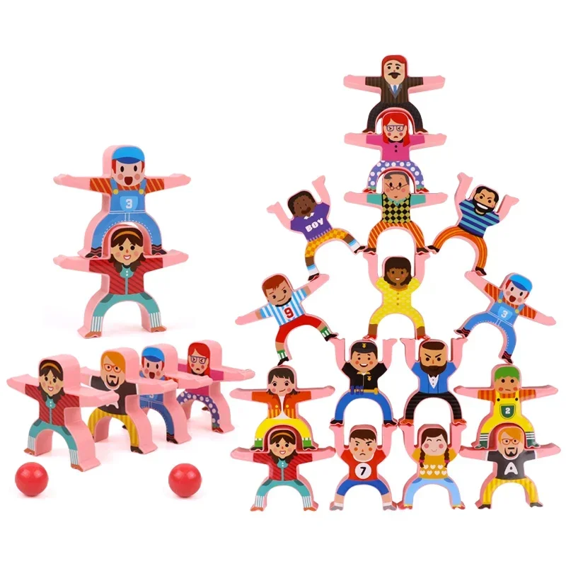 20 Pieces of Toy Hercules Balance Arhat Stack High Wooden Building Blocks Early Education Puzzle Interactive Table Games