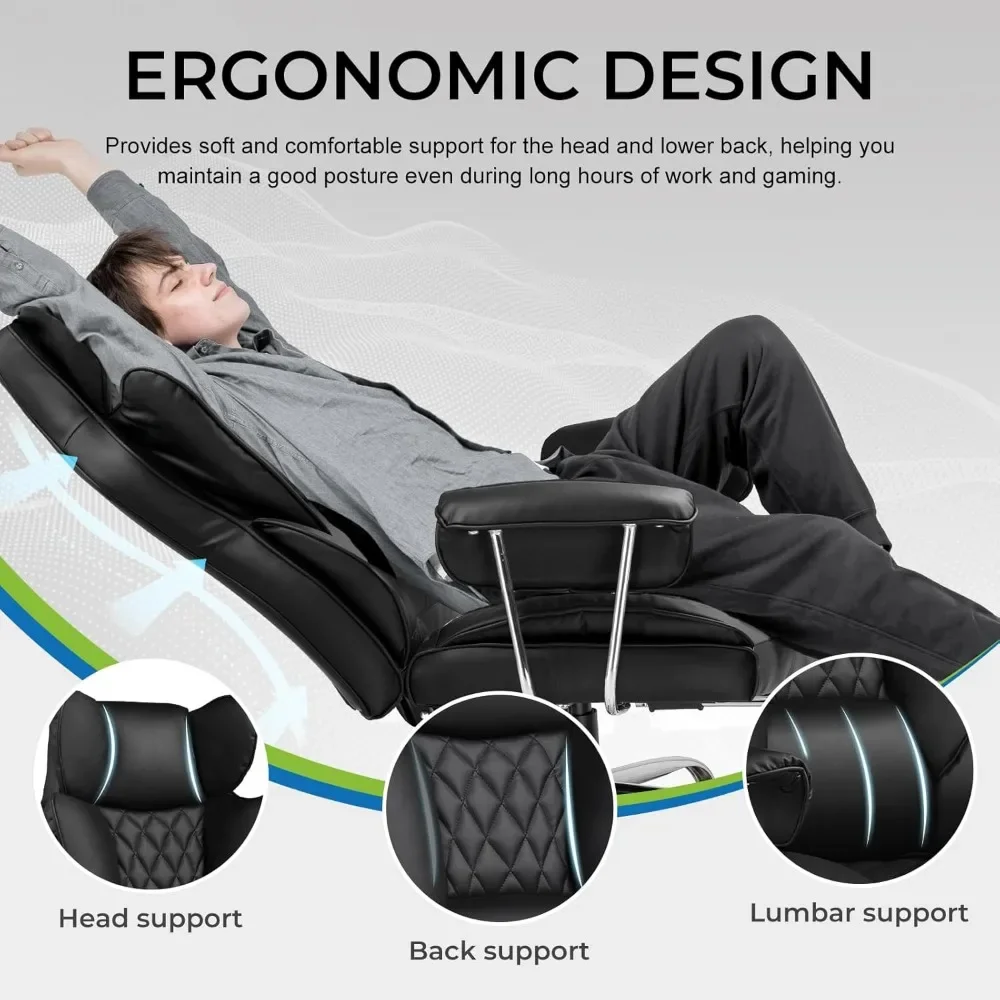 cGaming Chair,Office Chair with Pocket Spring Lumbar Support, Ergonomic Comfortable Wide Office Desk Computer Chair with