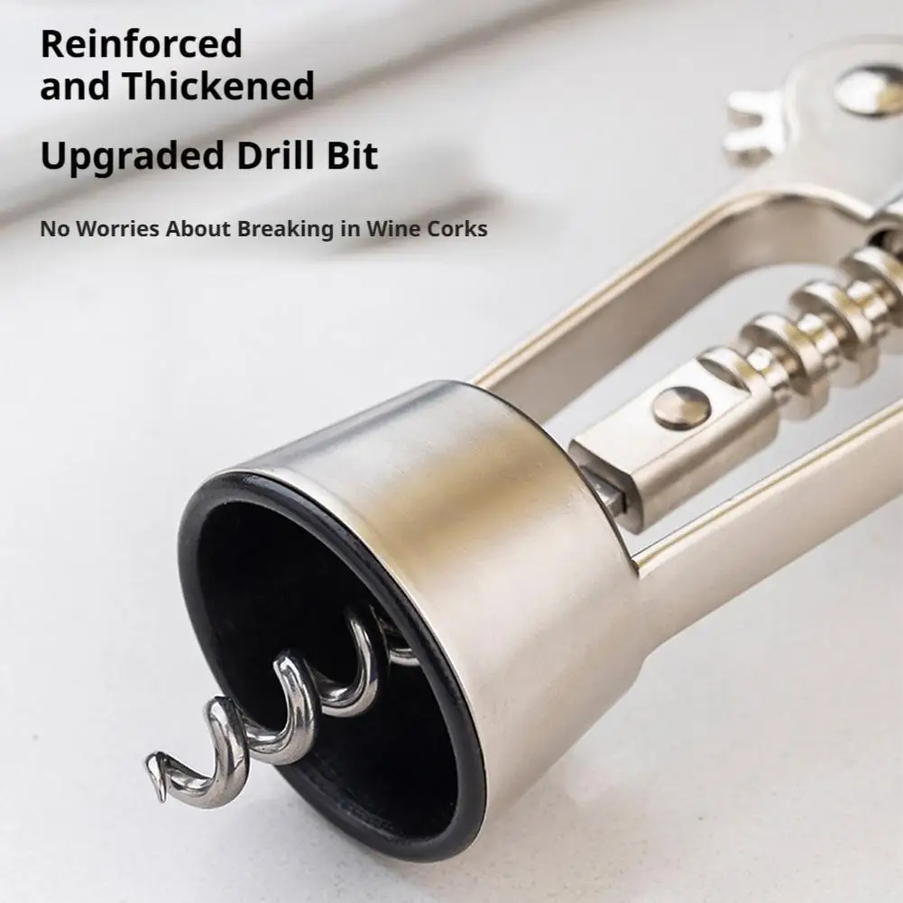 Stainless Steel Wing Wine Corkscrew Labor-Saving Bottle Opener Built-In Beer Cap Lifter Sharp Spiral Smooth Cork Removal Tool ﻿ - view 4