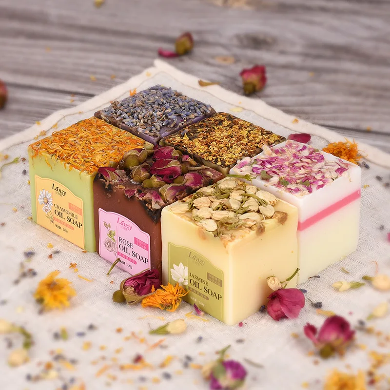

Floral Handmade Soap with Essential Oil, Rose Jasmine Lavender for Face & Body
