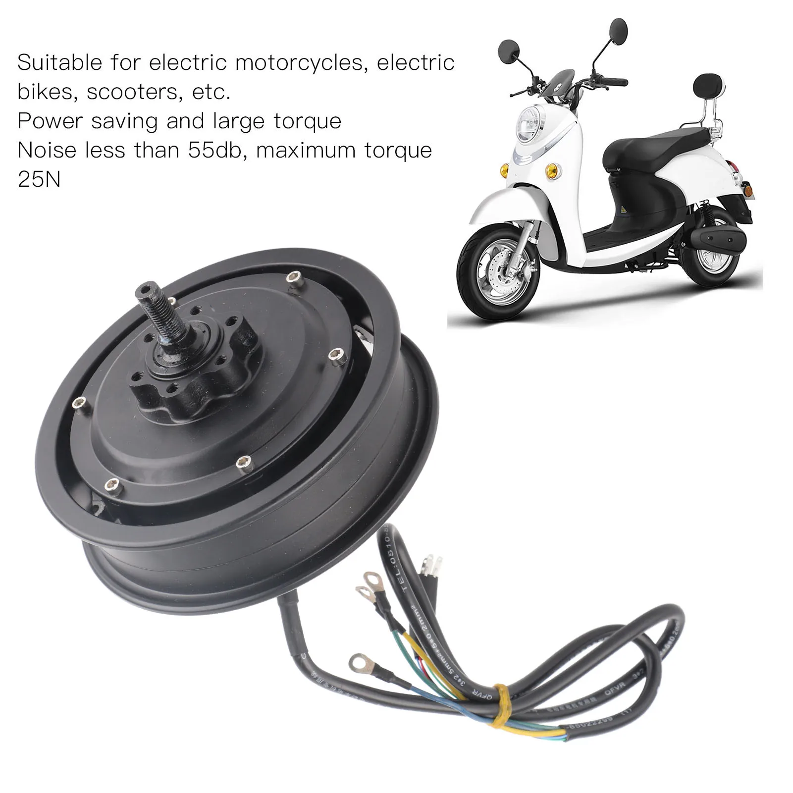 10 Zoll bürstenloser Radnabenmotor mit Scheibenbremse, 1200 W, 1250 U/min, IP54, wasserdicht, für Elektrofahrrad, Roller, Motorrad, bürstenloser Nabenmotor