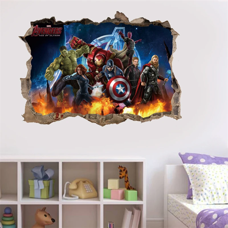 Naklejki ścienne mini 3D Marvel Avengers do pokoje dla dzieci salonu dekoracja ścienna dla chłopców prezenty plakat filmowy uperheroes