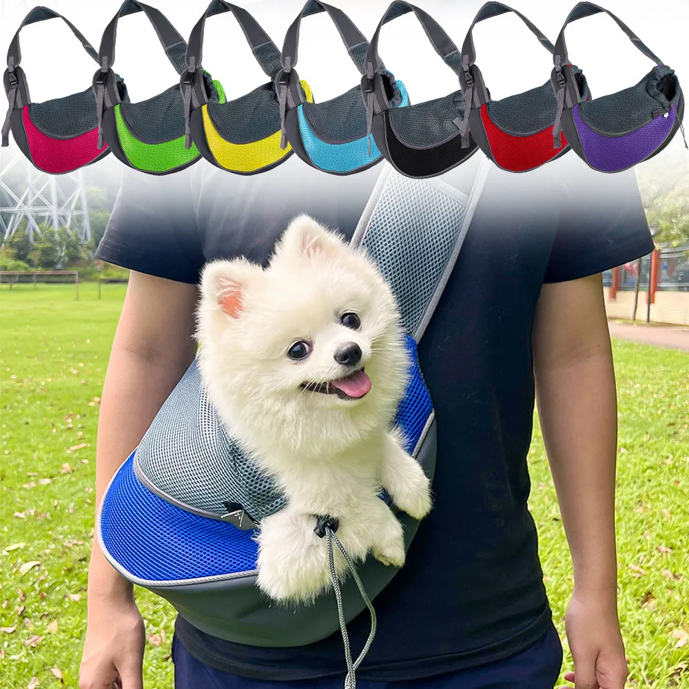 1pcs Pet Cat Dog Carrier Backpack Travel Tote Shoulder Bags Mesh Sling Carry Pack Pet Carrying Supplies Crossbody Shoulder Bag