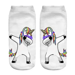 New Harajuku 3D Print Unicorn Socks Women Kawaii Ankle Licorne Chaussette Femme Calcetines Mujer Cute Art Funny Sox