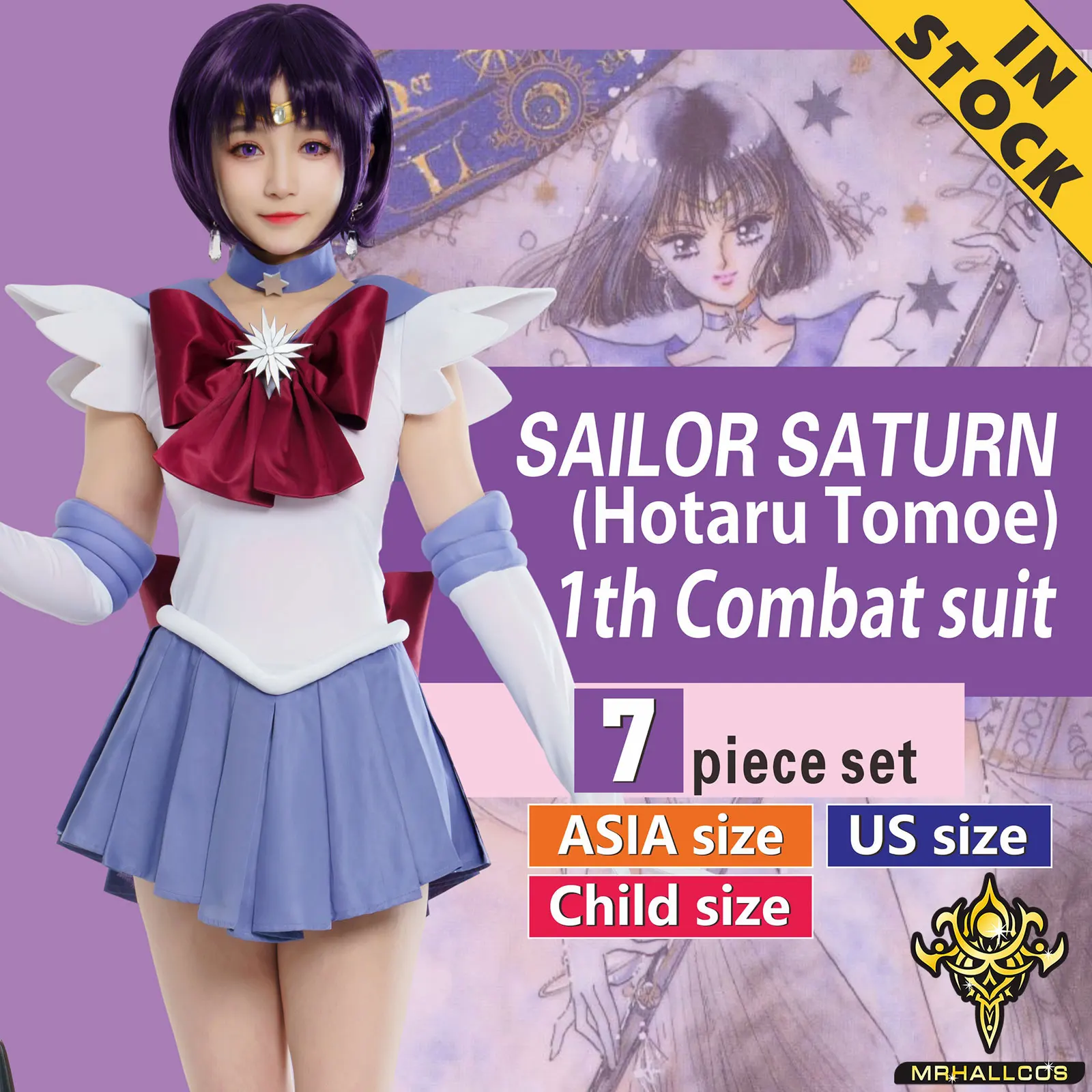 

MRHALLCOS Anime Cosplay Sailor Saturn Hotaru Tomoe Moons Crystal Dress Outfits Costume Halloween Party Kid Adult Women PLus Size