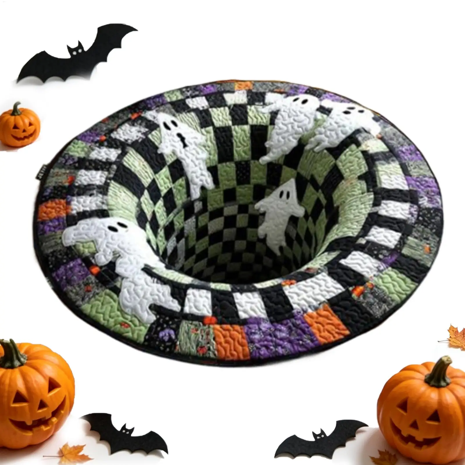 3D Optical Illusion Halloween Rug, Non-Slip Spooky Area Mat, Scary Visual Effect Floor Carpet for Home Indoor Entrance Decor