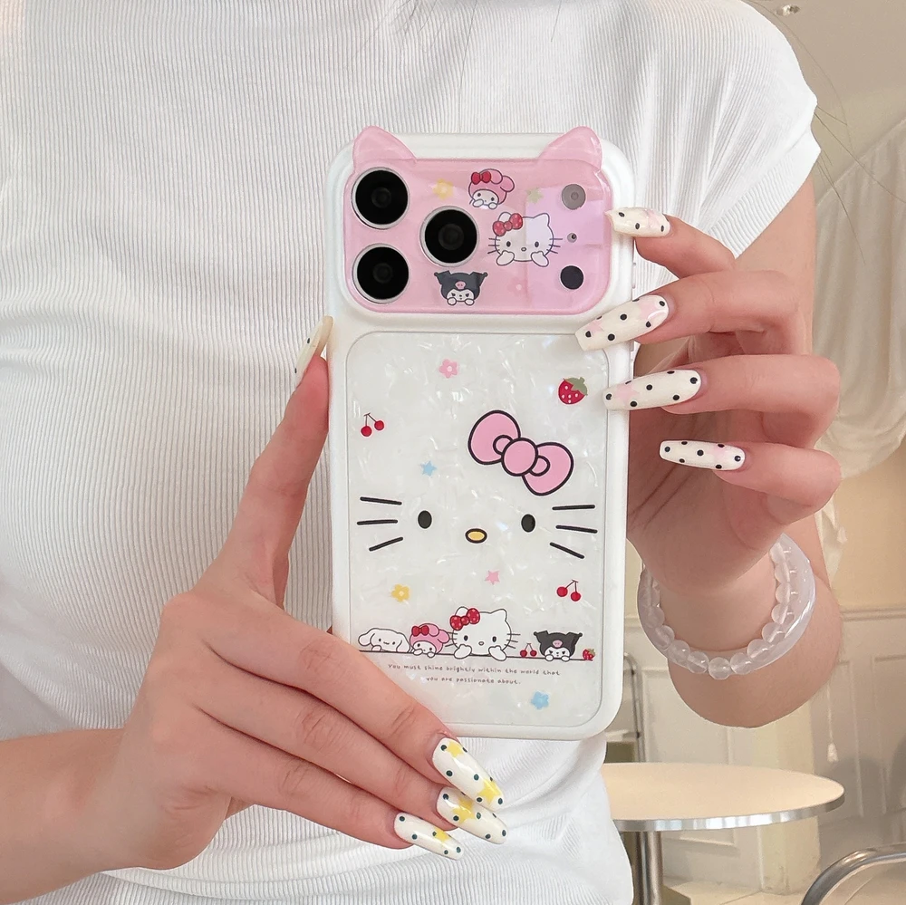 3D Stereoscopic Cute Cartoon Sanrio Hello Kitty Cat ears Phone Case For iPhone 17 16 15 Pro Max Shockproof Hard Acrylic Cover - view 2