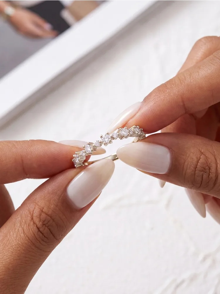 Echte Moissanit-Diamant-Sternenlicht-Ringe für Frauen, Hochzeit, Jubiläum, Alltag, 925 Sterling Silber, Hochwertiger Schmuck – Detail 4