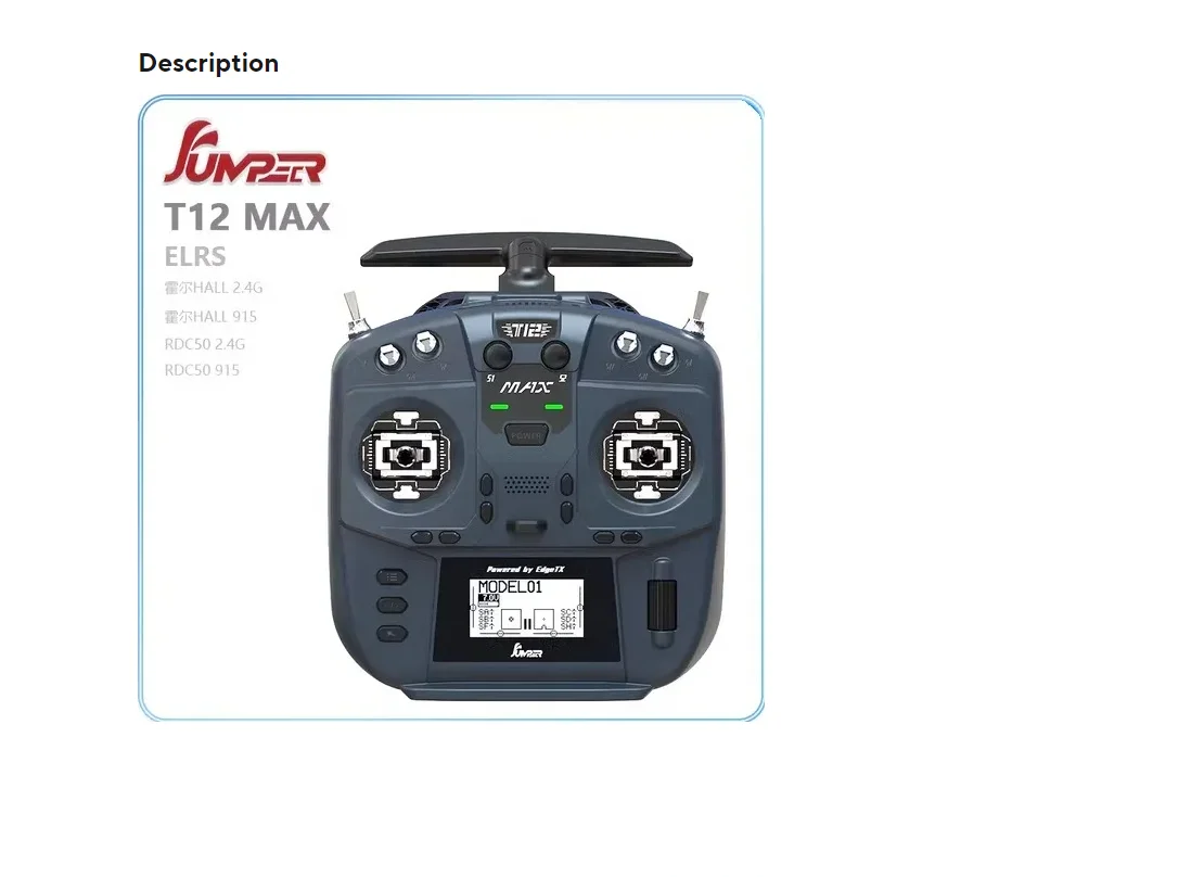 Afbeelding 7: Jumper T12 MAX ELRS 2 4G-radiocontroller met Hall-sensor Gimbals RDC50 Open Source compact ontwerp