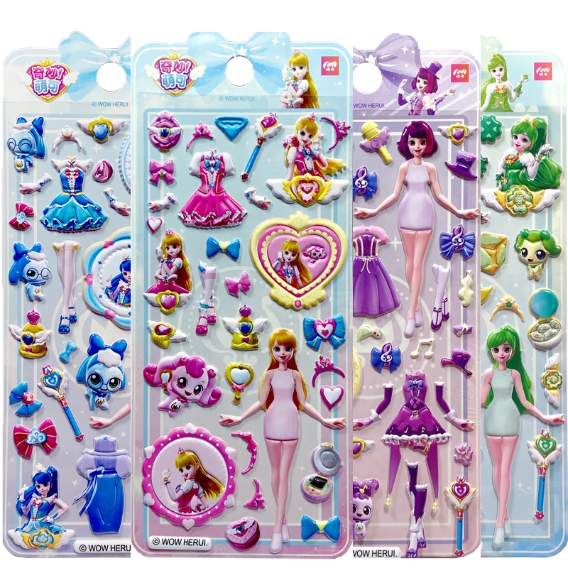 In Stock Catch Teenieping Stickers Cartoon Anime Princess Dress Up Stickers Girls Kindergarten Reward Stickers Set Birthday Gift