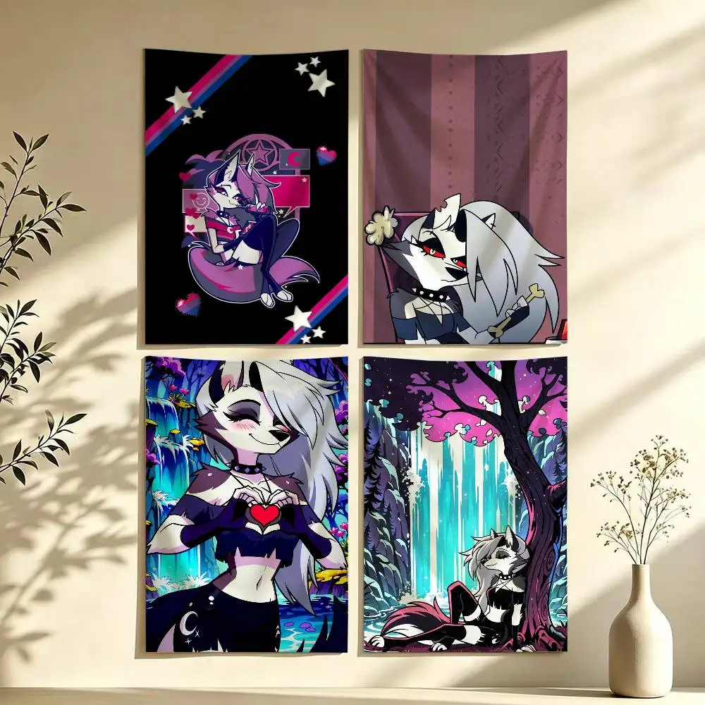 Helluva Boss Loona Flag Digital Printing Banner for Garage Wall Out Door Decoration