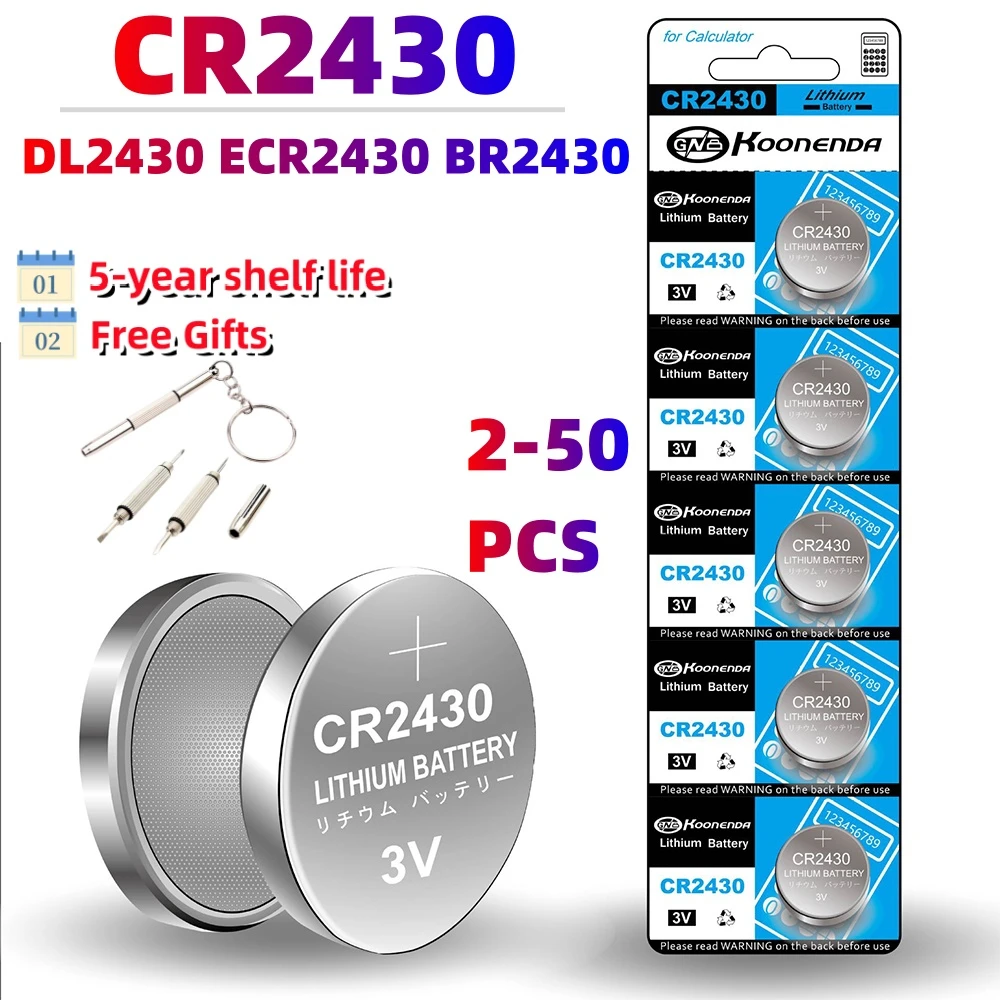 Original CR2430 CR 2430 3V Lithium Battery For Car Remote Control Clock Motherboard Watch DL2430 BL2430 Buttton Coin Cells