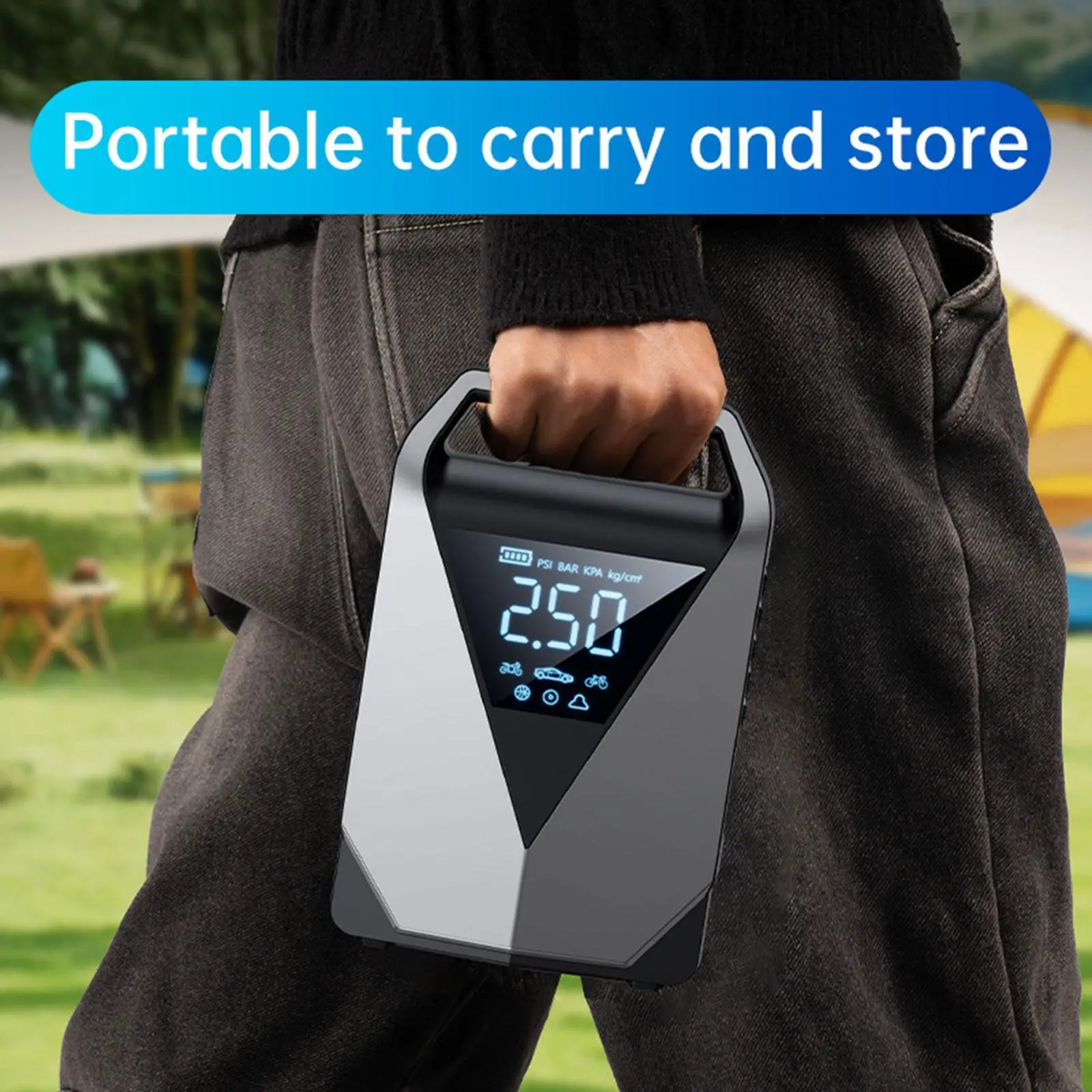 

Car Jump Starter Air Pump Versatile Compact with Emergency Light Digital Tire Inflator for Bicycles Motorcycles Balls Bikes