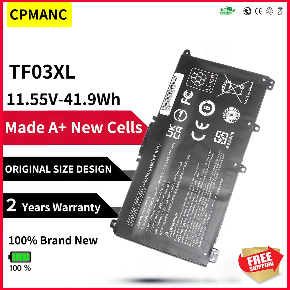 

CPMANC TF03XL Battery For HP 14-bp080nd 14-bf 15-CC TPN-Q188 Q189 Q190 Q191 Q192 Q201 HSTNN-LB7X HSTNN-LB7J 920070-855 41.9WH