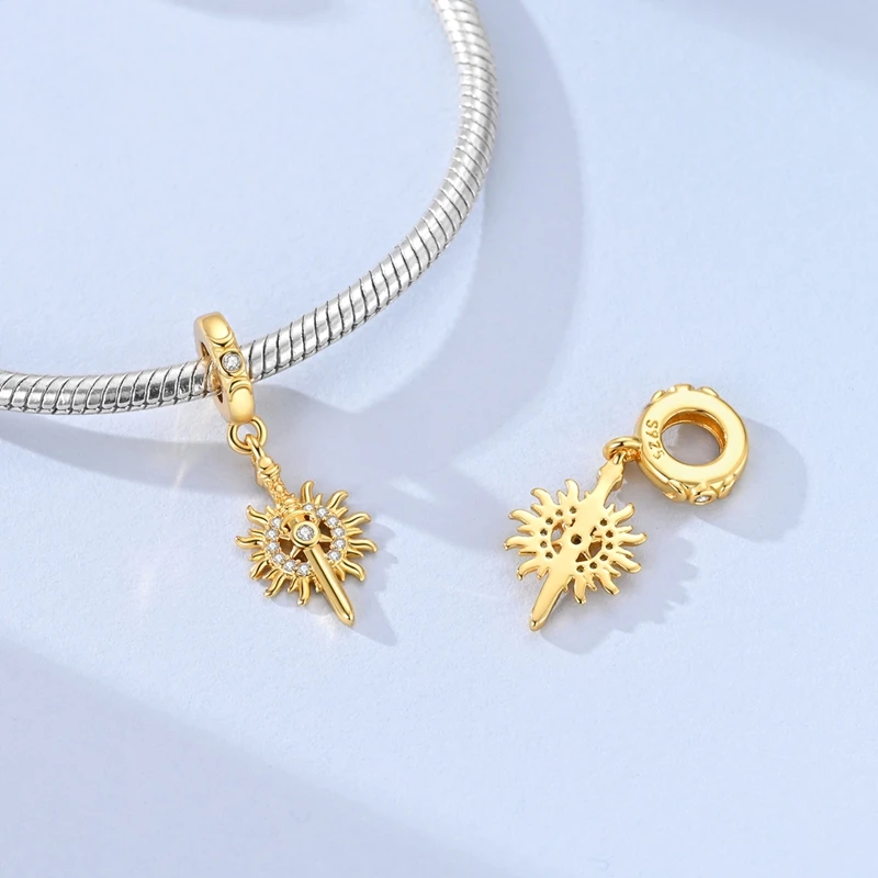 925 Sterling Silber Charms Anhänger Sternenhimmel Mond Sonne Kosmische Perlen Passend für Original Armband Armreif DIY Charms Damenschmuck Geschenke – Detail 19