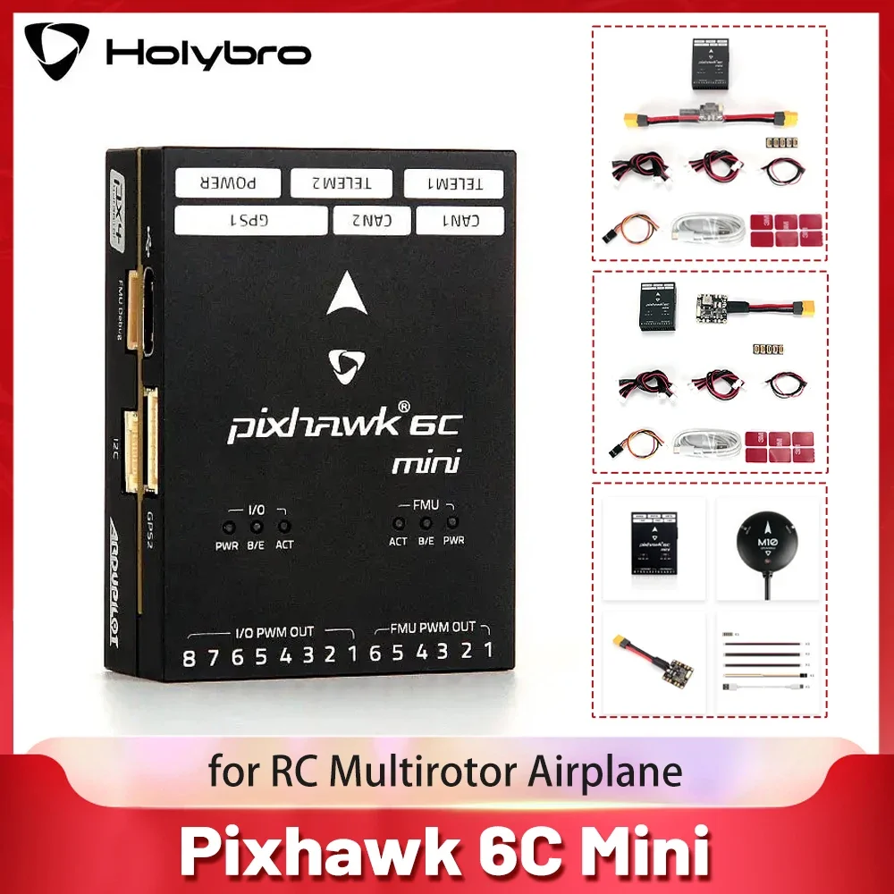 

Контроллер полета HolyBro Pixhawk 6C Mini H743 с модулем питания PM02 V3 12S/PM06, GPS для радиоуправляемых многовинтовых самолетов и транспортных средств