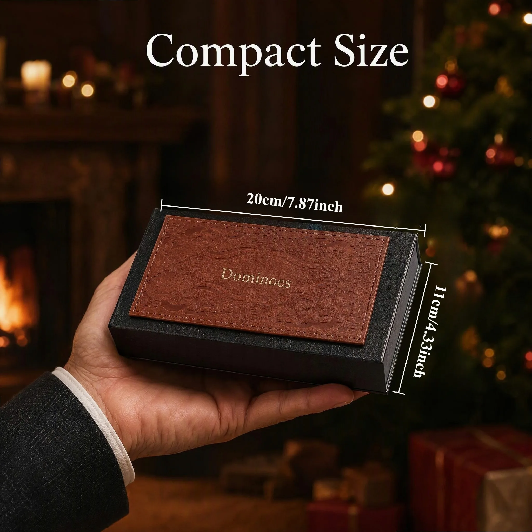 Premium Dominoes Set with Deluxe Leather Gift Box, Christmas Holiday Party Game Toy for Adult Friends Family Gatherings